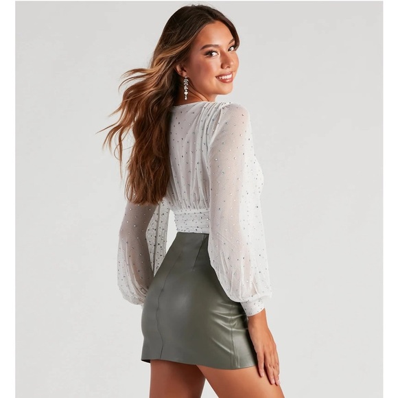 Windsor ‘Prettiest Sparkle’ Rhinestone Mesh Bodysuit - Picture 3 of 4